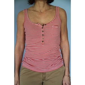J. Crew Henley red and white striped tank